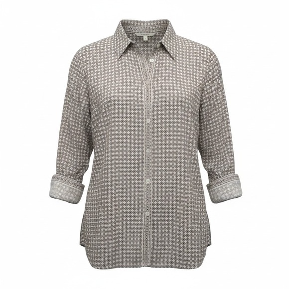 Max Studio London Tops - Max Studio London Womens 1X Geometric Floral Medallion Button Up Blouse Casual